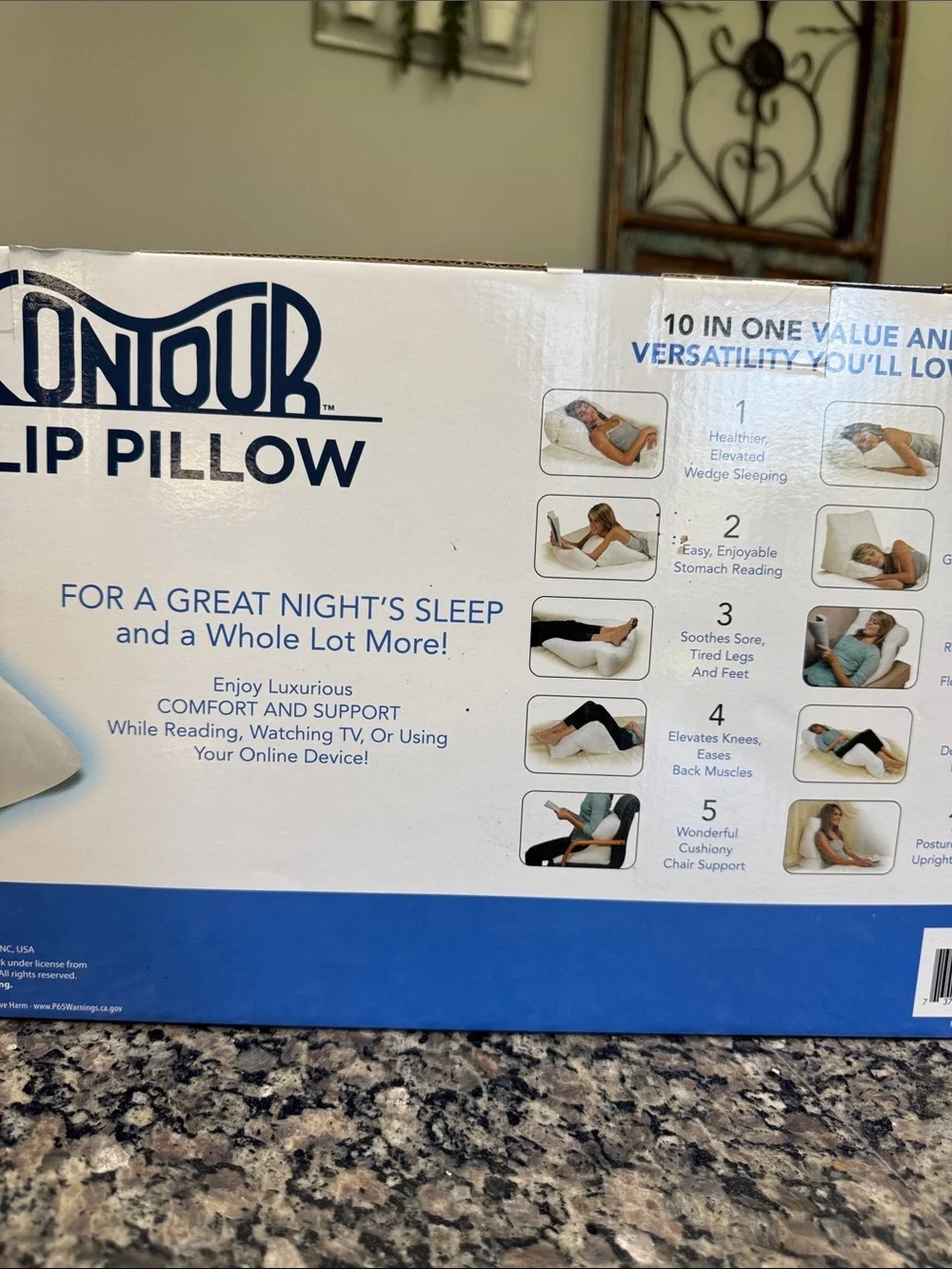 Trend makers Contour 10-in-1 Flip Pillow - White Support Pillow NEW